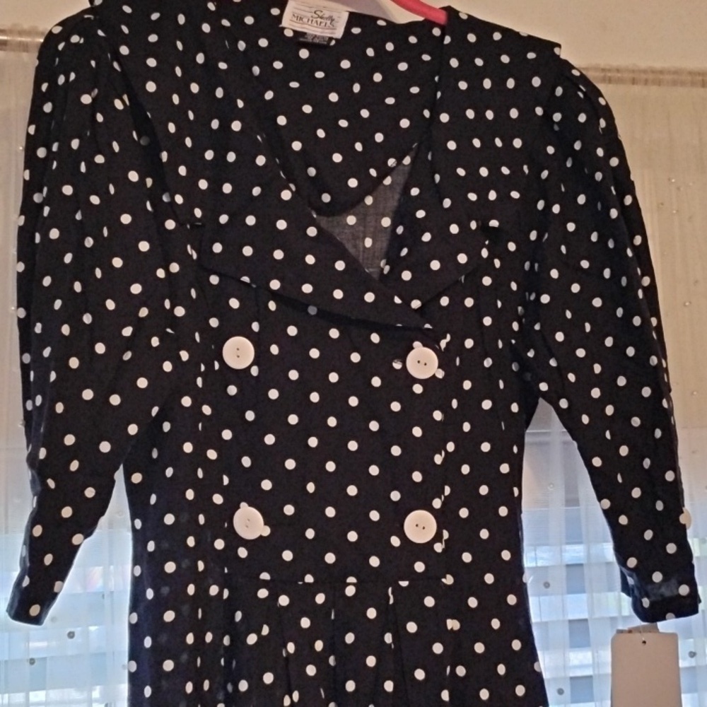Shelly Michaels Vintage Black with White Polka Dot Dress, Size: 7/8, NWT - Picture 7 of 10
